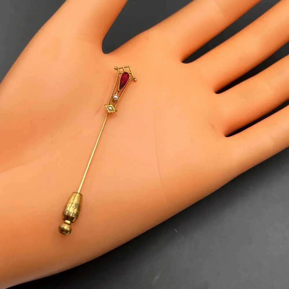 Antique Victorian 10kt Gold Paste Stone Stick Pin
